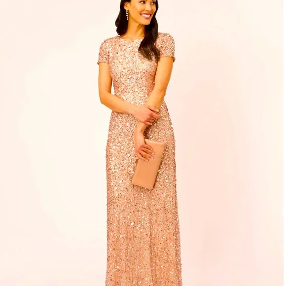 Adrianna Papell | Dresses | Adrianna Papell Rose Gold Full Length Dress |  Poshmark